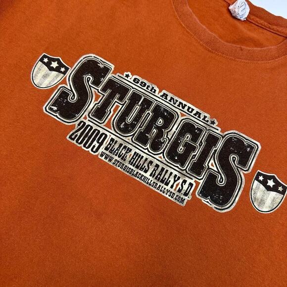 Delta Vintage 2009 Sturgis Motorcycle Rally Orange Tee Shirt - Picture 3 of 7